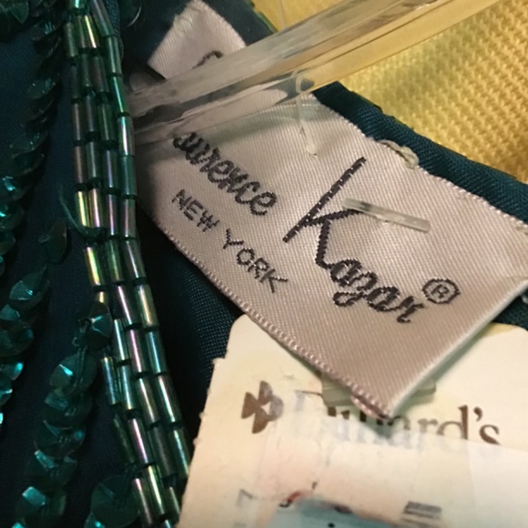 Vintage NOS designer hand beaded Formal wedding cocktail dress PS Emerald green - Picture 4 of 12